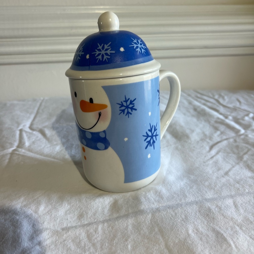 Christmas Snowman Mug with lid